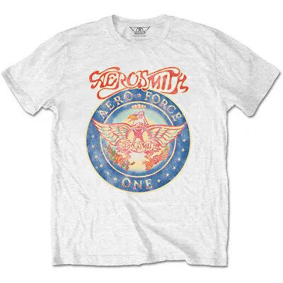 Aerosmith T-Shirt Aero Force One Band New White Official • £14.95