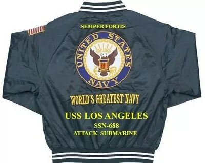 Uss Los Angeles Ssn-688 Submarine Embroidered Satin Jacket (back Only) • $169.95
