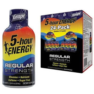 5 Hour Energy Regular Strength Grape Sugar-Free 24 Pack Exp: 04/25 • $52.94