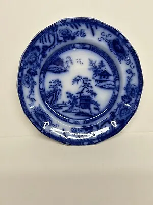 Flow Blue Dinner Plate - Hong Kong Pattern • $45