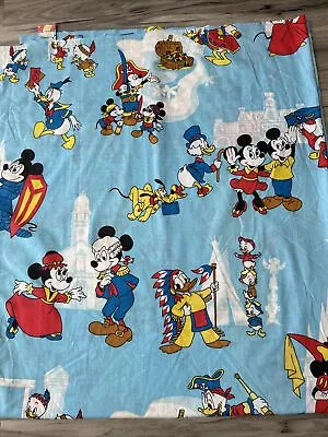 Disney Vtg Material Frontier Mickey Fabric Muslin 62 X70  For Quilting Squares? • $19.53