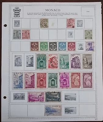 Monaco  - Lot Of Stamps On Album  - Used & Mh - #927 • $9.99