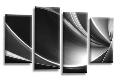 Large Abstract Art Print Black White Stripes Checks Framed Split Panel Picture • £28.99