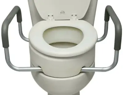 Raised Toilet Seat With Arms Elongated For Elderly Handicap Bathroom Riser Lift • $64.40