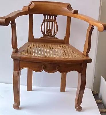 Unique Vintage Carved Oak Armchair With Cane Seat Salesman’s Sample/Child Size • $70