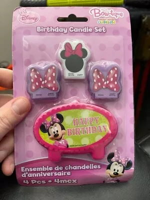 Disney Minnie Mouse Bow-tique Birthday Candle Set 4 Pcs Party Favors New!!! • $3.95