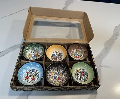 Turkish Handmade 6 Pcs Ceramic 3  Bowl For Nuts Spices Colorful Set With Box • $21