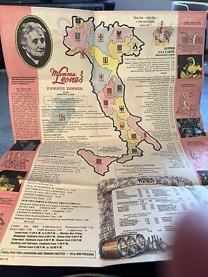 Vintage Mama Leone’s 1970’s Dinner Menu New York City • $10