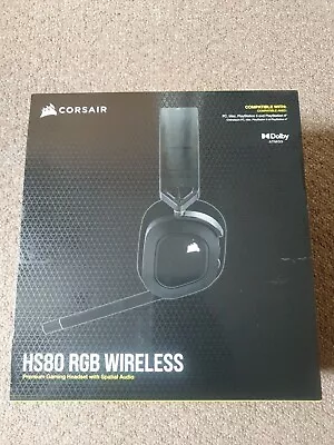 Corsair HS80 RGB Wireless Premium Gaming Headset With Spatial Audio - Carbon • £80