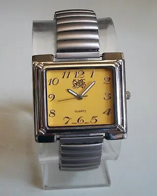 Women's Number Yellow Dial Silver Finish Stretch Band Fashion Casual Fun Watch • $20.99