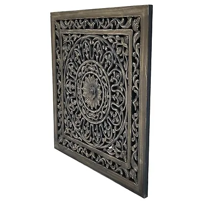 £56.60 • Buy Decorative Wooden  Wall Art. Hand Carved Panel. 60x60cm
