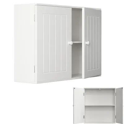 Kitchen Wall Cabinet 600mm Wall Mounted Upper Cupboard Unit - White Gloss 2 Door • £33.70