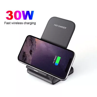 30W Fast Wireless Charger Stand Dock For Apple IPhone Samsung Android Phone UK • £7.17