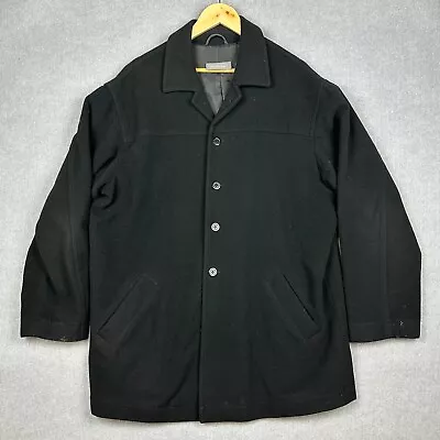 Sportscraft Wool / Cashmere Coat Men's Size L Large Black Button Up • $20.85