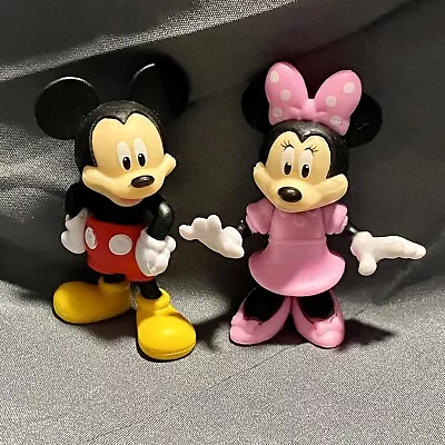 Set Of 2 Disney Mickey Mouse & Minnie Mouse PVC Figurine Cake Topper 3  Tall • $5.97