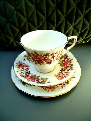 Lovely Colclough China Trio - Honeysuckle And Floral Pattern • £4