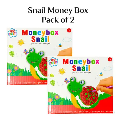 Pack Of 2 Paint Your Own Money Box Piggy Bank Kids Choose From Snail & Bee • £10.99