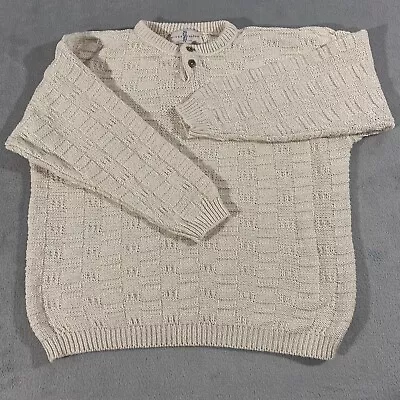 Vintage River Trader Sweater Adult Size XL Long Sleeve Knitted Henley Pullover • $26.55