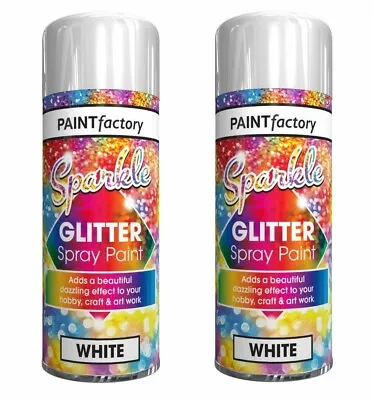 2 X White Sparkling Glitter Spray Paint Craft Art Decoration Metallic - 200ml • £8.95