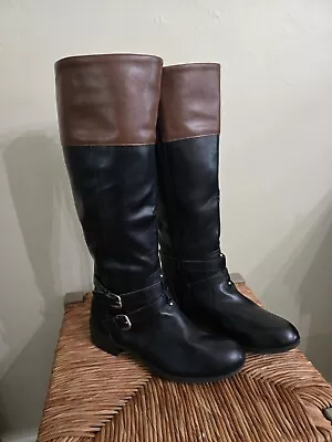 Womens Arizona Denver Memory Foam Black Brown Knee Boots Size 10M  1.5  Heels • $8.20