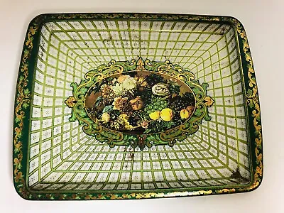Vintage Daher Decorated Ware Fruit/Floral Tin Tray Made In England 7 3/4x6” B9 • $10.50