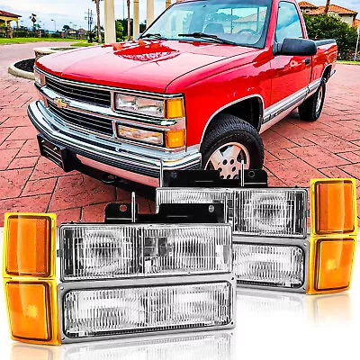 For 1994-1998 Chevy Silverado C10 C/K 1500 2500 3500 Headlights W/ Bumper Lamp • $69.99