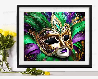 Mardi Gras Mask Wall Art Print Mardi Gras Poster New Orleans Mardi Gras Decor • $24.75