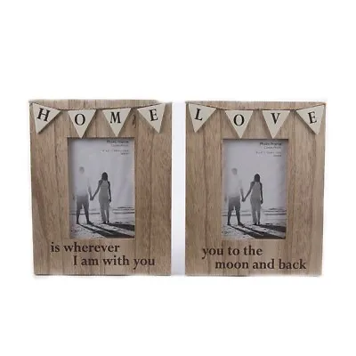 Wooden Bunting Photo Picture Frame Rustic Vintage 4 X 6 Love Or Home Design Gift • £10.98