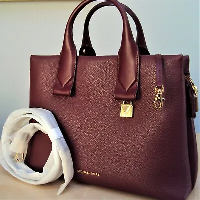 Michael Kors - Cranberry Bordeaux Red Leather Satchel / Handbag • $179.97