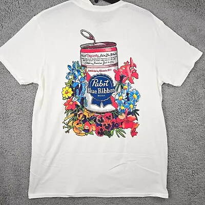 PBR Pabst Blue Ribbon SHIRT Adult LARGE WHITE BEER CASUAL SUMMER CASUAL NWT • $21.90