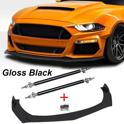 Black Front Bumper Lip Splitters + Strut Rods For Ford Mustang GT Focus Mondeo • $39.99