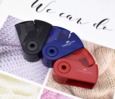 3PCS FABER-CASTELL Pencil Sharpener Set  Push-Creative Black Red Blue Art School • $9.26