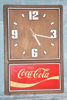 Coca Cola Wall Clock Impact International Plastic Wood Grain Vintage • $34.95