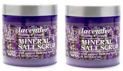 2 Dead Sea Collection LAVENDER OIL Mineral Salt Scrub Aromatic Jar 23.28 Oz Calm • $24.95