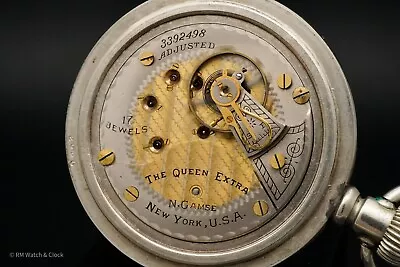 Illinois Grade 69 18s 17j  The Queen Extra  N. Gamse Private Label Pocket Watch • $0.01