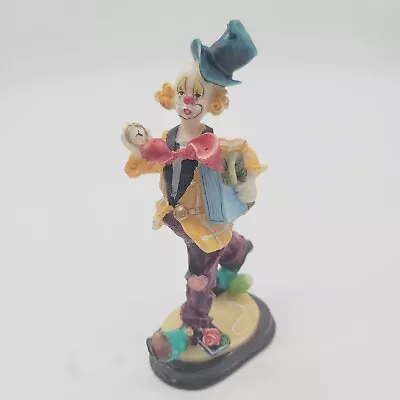 Vintage K's Collection Figurine Of Clown Walking With Clock 6  Tall Blue Hat • $17.50