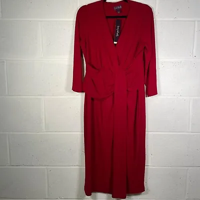 Long Tall Sally Size 16 Control Panel Midi Dress Carmine Red Lined BNWT Slimming • £24.99