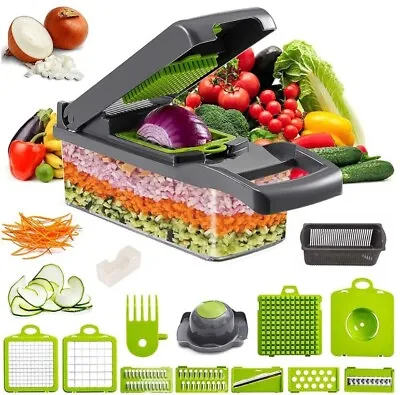 16 In 1 Vegetable Chopper Salad Fruit Mandolin Slicer Food Dicer Cutter Peeler • £9.99