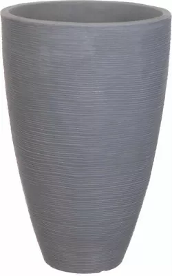 Large Ribbed Tall Planter Charcoal Plant Pot 61cm Indoor & Outdoor Planter Black • £35.99