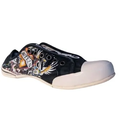 Don Ed Hardy Womens Sneaker Low Top Love Kills Slowly  Laceless Slip On  Size 9 • $34.50