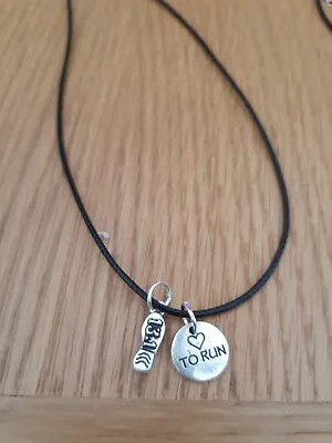 Love To Run Heart Half Marathon Silver Pendants Cord Necklace & Gift Tag & Bag • £3.95