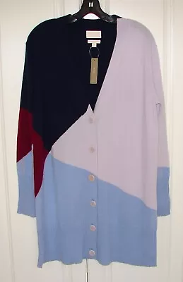 NWT J Crew Collection Sz Medium 100% Cashmere Multi Intarsia Long Sweater #L2738 • $125
