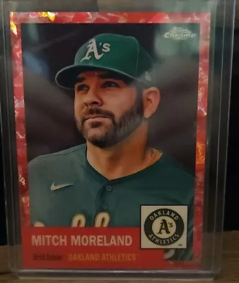 2022 Topps Chrome Platinum Anniversary Mitch Moreland Fuchsia /100 • $1.25