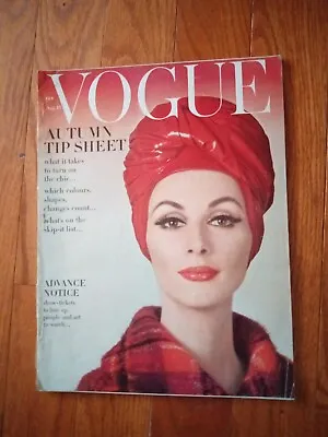 Vintage Vogue Magazine August 15 1962 Wilhelmina Cooper • $33.33