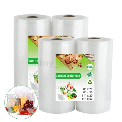 $7.96 • Buy 2/4 Giant 8 X50' 11 X50' Rolls Vacuum Sealer Bags Food Saver Embossed Bags 4 Mil