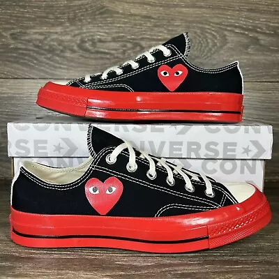 Converse Men's Chuck Taylor All Star 70 Low Comme Des Garcons PLAY Black Shoes • $89.95