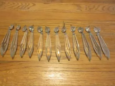 Lot Of 12 Vintage 3.5  Clear Crystal Chandelier Icicle Prisms • $15.99