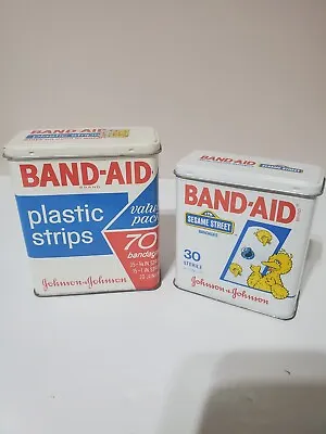 Vintage 1990 Big Bird Band Aid Tin Sesame Street Band Aid Value Pack Tin (2) • $12
