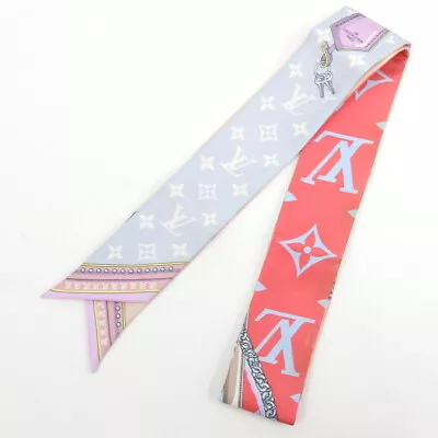 Louis Vuitton Scarf Bandeau BB Ultimate M76895 Pink Light Blue Multicolor 100% • $120.79