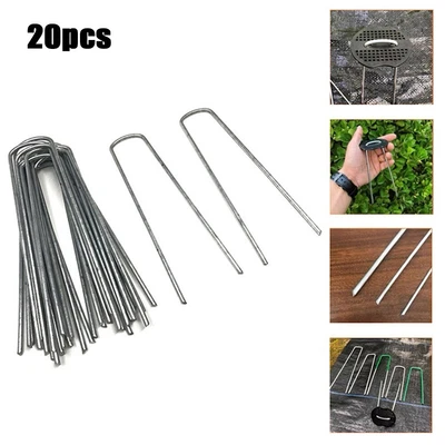 $17.51 • Buy Tent Pegs U Shaped Gazebo Grass Ground Heavy Hook Landscape Metal Securing
